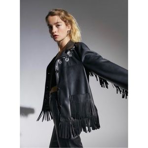 Urban Outfitters NEW Fringe Vegan Leather Jacket - Size XL